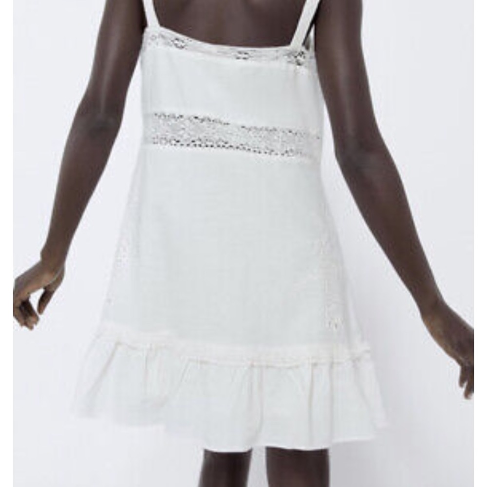 Zara Women Sz S Embroidered Dress 0881/130 White - Picture 2 of 5